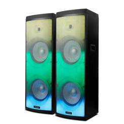 Caixa de Som Amplificada Portátil com 02 Par (L)+(R) USB, LED, Bluetooth + Microfone 100W MY-PS2000FL 127v Preto - Mystic