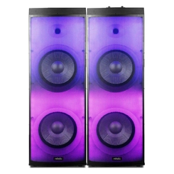 Caixa de Som Amplificada Portátil com 02 Par (L)+(R) USB, LED, Bluetooth + Microfone 100W MY-PS2000FL 127v Preto - Mystic