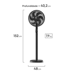 Ventilador de Coluna Efficient DuoForce Air+ 3em1 com 6 Pás 40cm EFS40 126w Preto - Electrolux