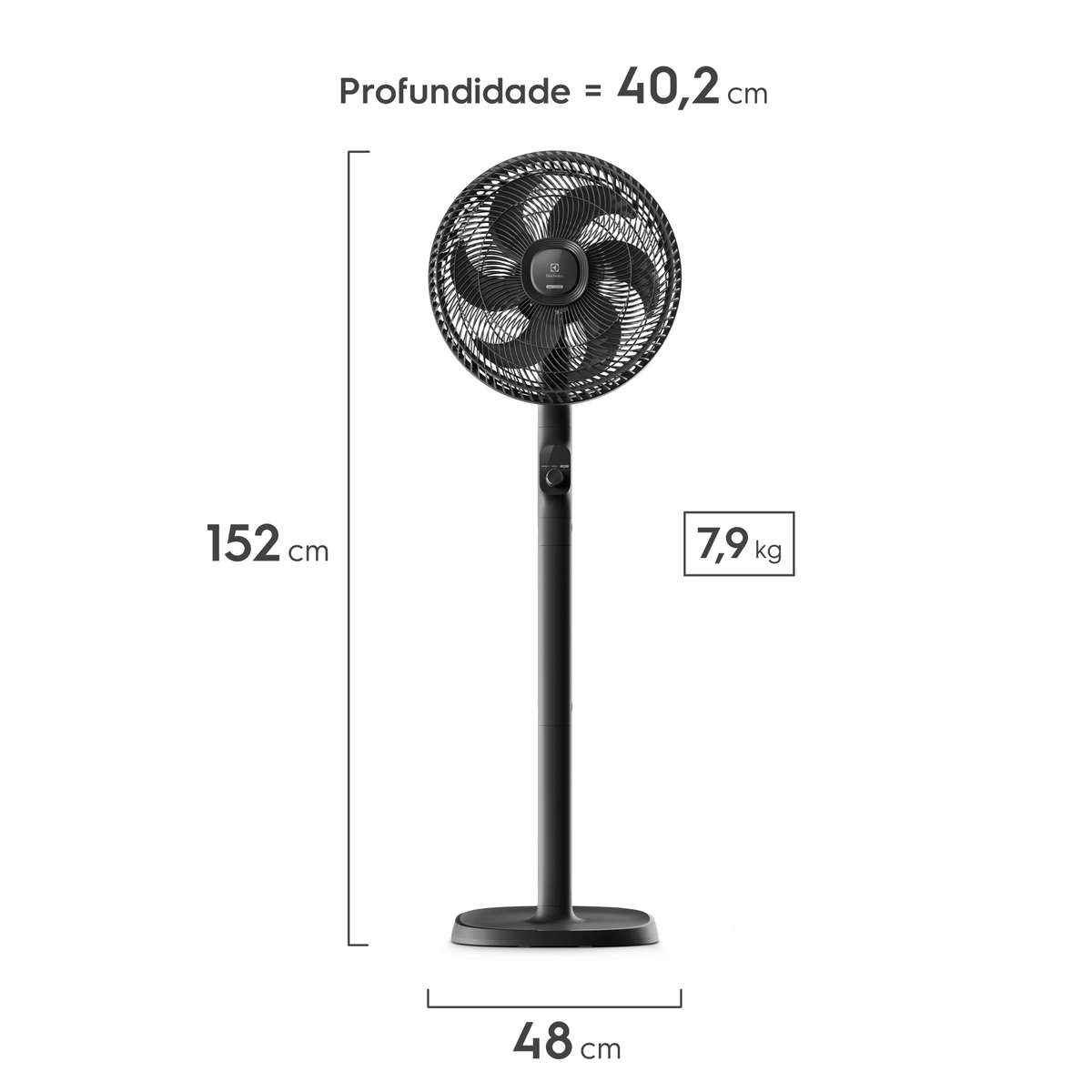 Ventilador de Coluna Efficient DuoForce Air+ 3em1 com 6 Pás 40cm EFS40 126w Preto - Electrolux