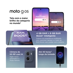Smartphone Moto G05 256GB, 12GB (4GGB RAM + 8GB RAM Boost), Câmera 50MP + IA PB6K000060BR Grafite - Motorola