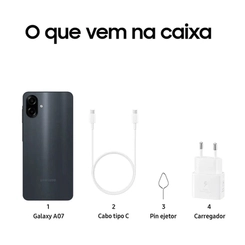 Smartphone Galaxy A07 128GB, 4GB, Câmera 50MP, Tela 6.7, Proteção IP54, Processador 6NM SM-A075MZKRZTO Preto - Samsung