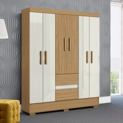 Roupeiro Coimbra Casal com 6 Portas 2 Gavetas 910 Atacama/Off White - Aramóveis