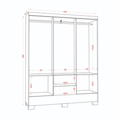 Roupeiro Coimbra Casal com 6 Portas 2 Gavetas 910 Atacama/Off White - Aramóveis