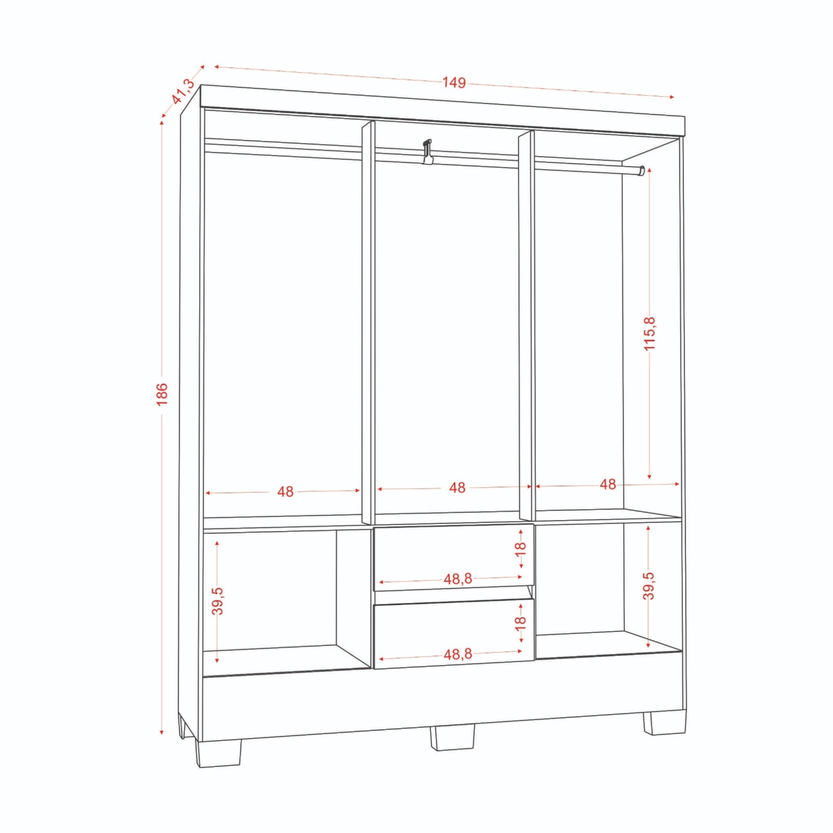 Roupeiro Coimbra Casal com 6 Portas 2 Gavetas 910 Atacama/Off White - Aramóveis