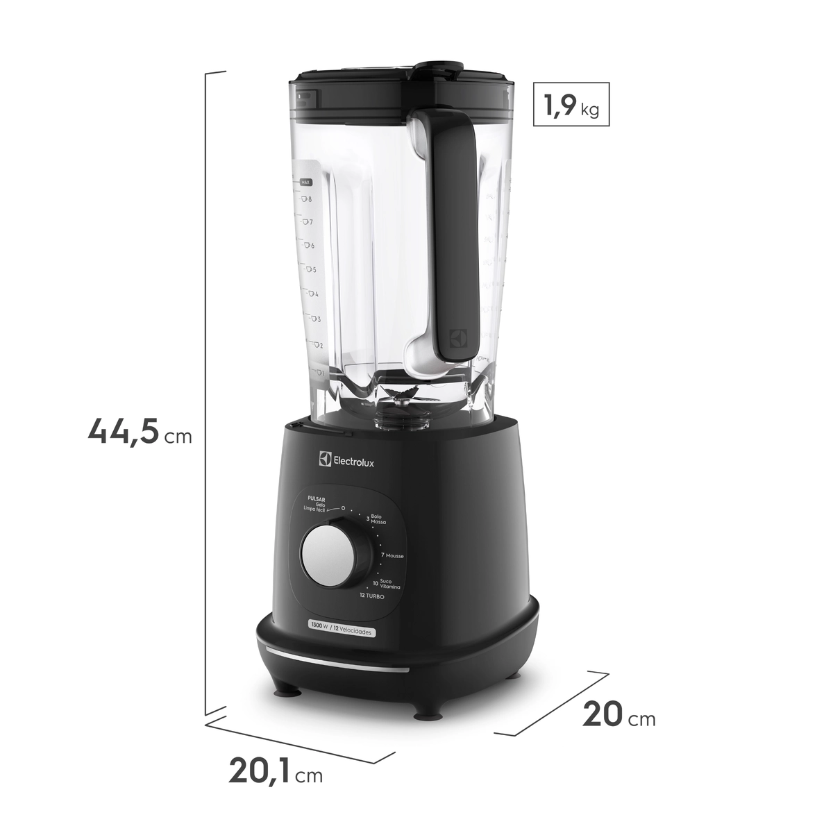 Liquidificador Efficient TriForce TruFlow 12 Velocidades 1300W 3,2L EBL1300 127v Preto - Electrolux
