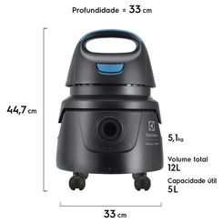 Aspirador de Pó/Água Hidrolux com Conjunto de Acessórios e Rodas 360° 1400W 5L AWD01 127v Preto - Electrolux