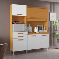 Kit Cozinha Selena com 6 Portas 2 Gavetas 942 Cinamomo/Branco TX - Aramóveis