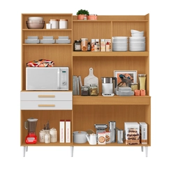 Kit Cozinha Selena com 6 Portas 2 Gavetas 942 Cinamomo/Branco TX - Aramóveis