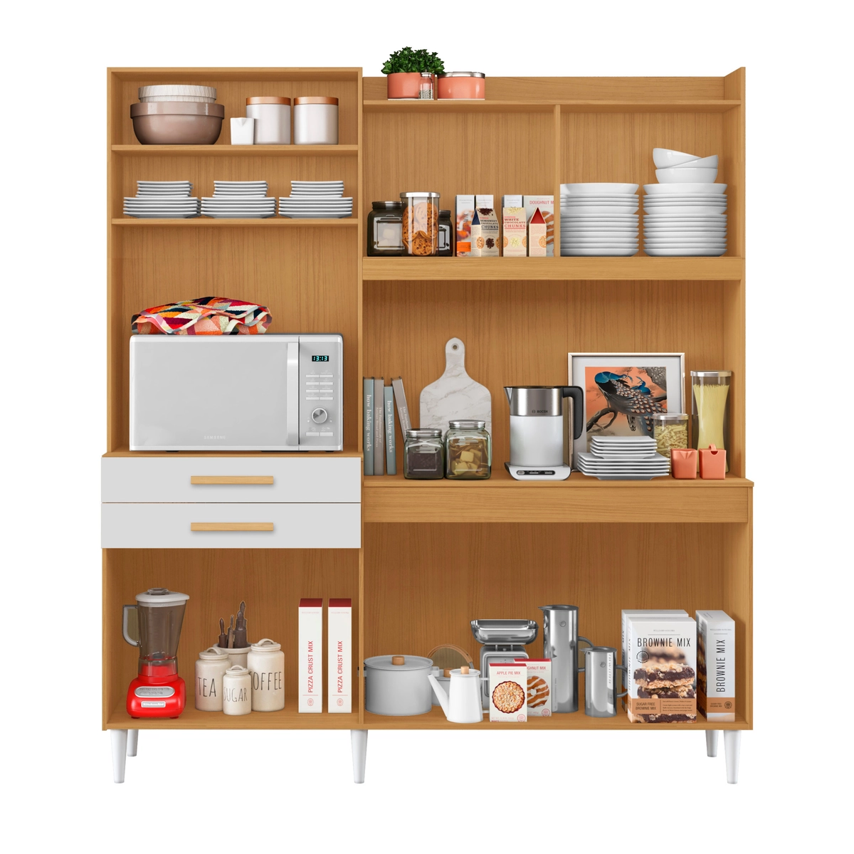 Kit Cozinha Selena com 6 Portas 2 Gavetas 942 Cinamomo/Branco TX - Aramóveis