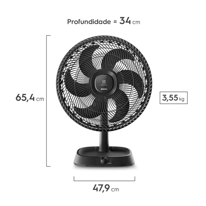 Ventilador de Mesa 40cm 6 Pás Efficient com DuoForce Air+ Cinza - Electrolux