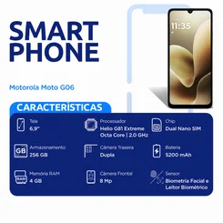 Celular Motorola MOTO G06 256GB PB9U0002BR Verde