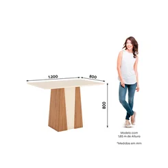 Conjunto de mesa 4 cadeiras Orus SE714-507 Cadeira Milla Nature/Off White Linho
