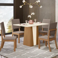 Conjunto de mesa 4 Cadeiras Orus SE714-522 Cadeira Milla Nature/Off White