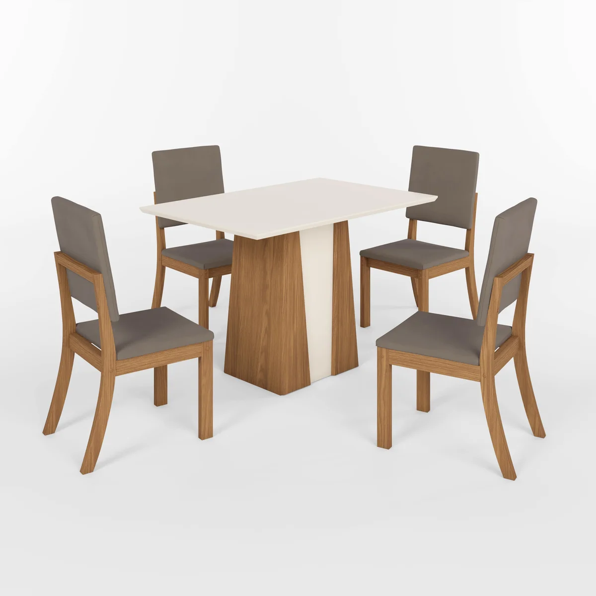 Conjunto de mesa 4 Cadeiras Orus SE714-522 Cadeira Milla Nature/Off White