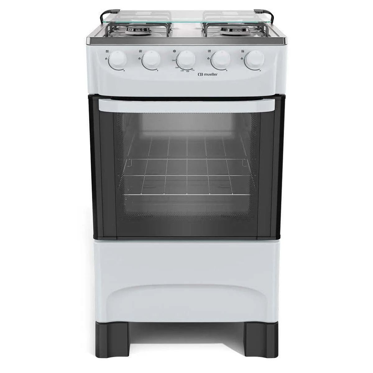Fogão Mueller 4 Bocas Branco Mesa Inox MFI4BA Acendimento Manual AP/MT