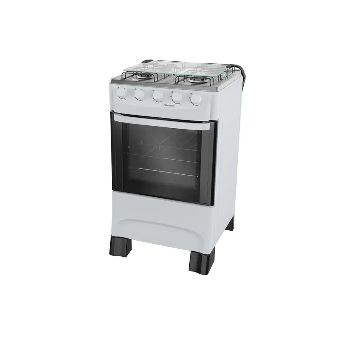 Fogão Mueller 4 Bocas Branco Mesa Inox MFI4BA Acendimento Manual AP/MT