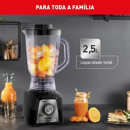 Liquidificador Arno Power Mix Limpa Fácil 700W Comfort Preto LQ35 AP/MT