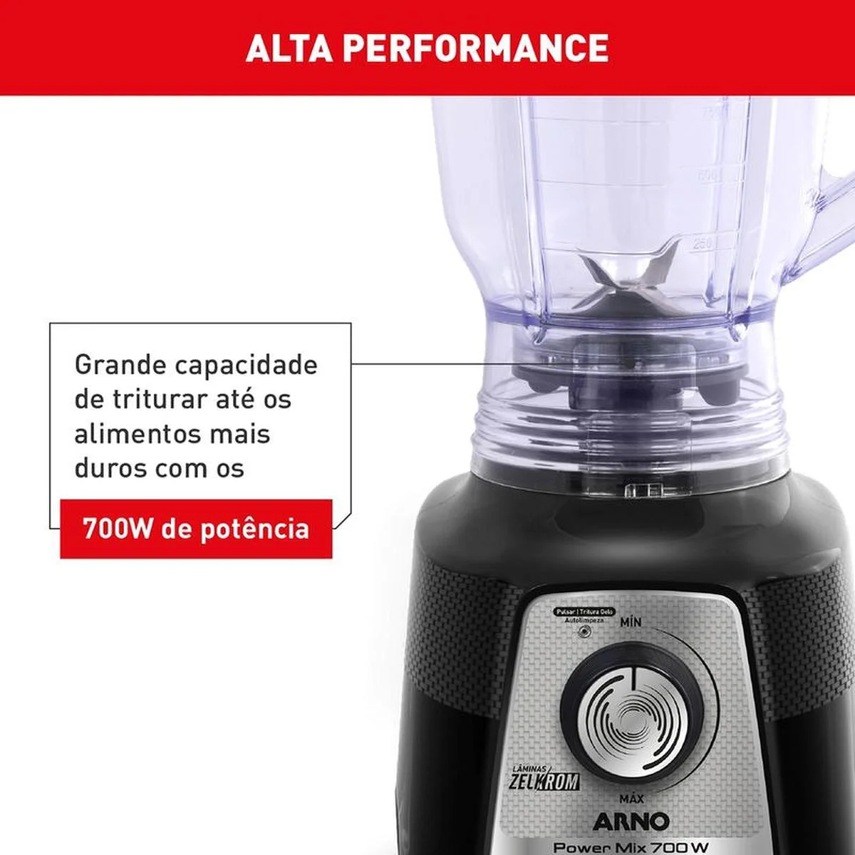 Liquidificador Arno Power Mix Limpa Fácil 700W Comfort Preto LQ35 AP/MT