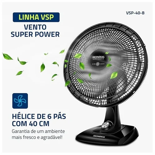 Ventilador Mesa Mondial 40cm 140W 6 Pás VSP-40-B AP / MT