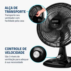 Ventilador Mesa Mondial 40cm 140W 6 Pás VSP-40-B AP / MT