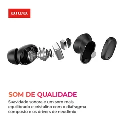 Fone de Ouvido Earbud AIWA AWS-EB-03-B Bluetooth Bivolt IPX5 ANC - AP / MT