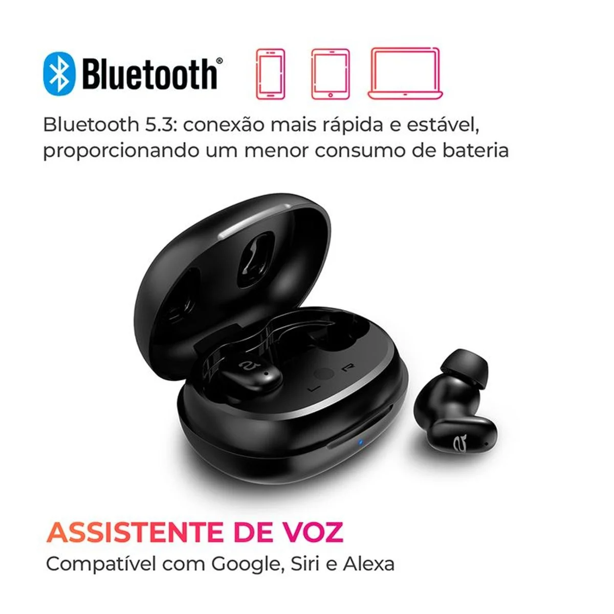 Fone de Ouvido Earbud AIWA AWS-EB-03-B Bluetooth Bivolt IPX5 ANC - AP / MT