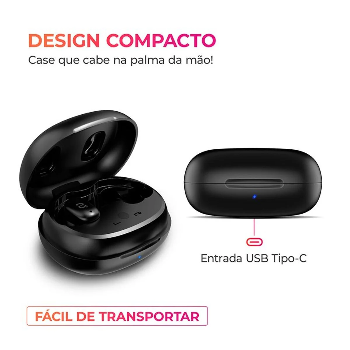 Fone de Ouvido Earbud AIWA AWS-EB-03-B Bluetooth Bivolt IPX5 ANC - AP / MT