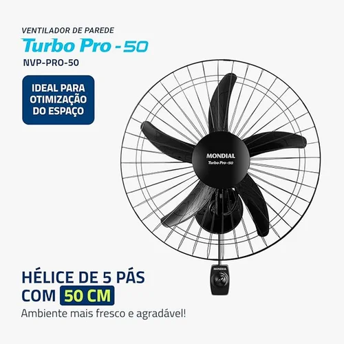 Ventilador de Parede Mondial Turbo Pro NVP-PRO-50 50cm 127V AP/MT
