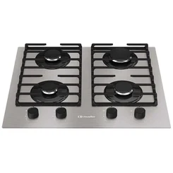 Cooktop Mueller 4 Bocas a Gás 59cm Mesa de Alumínio com Grade Dupla MCG4BL Bivolt AP/MT