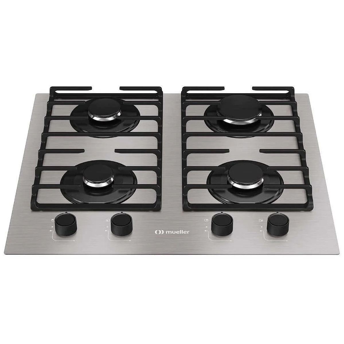 Cooktop Mueller 4 Bocas a Gás 59cm Mesa de Alumínio com Grade Dupla MCG4BL Bivolt AP/MT