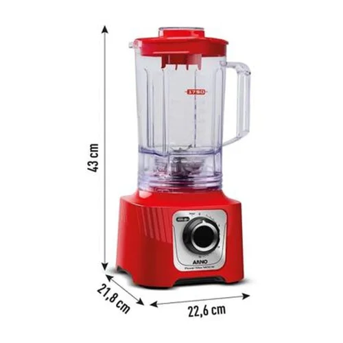 Liquidificador Arno Power Max 3,1L 1400W 15 Velocidades Vermelho 127V LN5575B1 - AP / MT