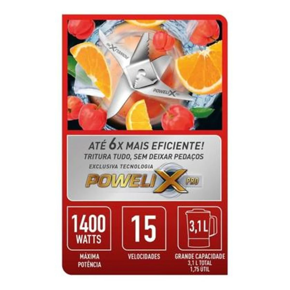 Liquidificador Arno Power Max 3,1L 1400W 15 Velocidades Vermelho 127V LN5575B1 - AP / MT