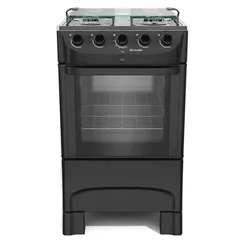 Fogão Mueller MFI4BB 4 Bocas Preto Fosco com Acendimento Automático Mesa Inox AP/MT