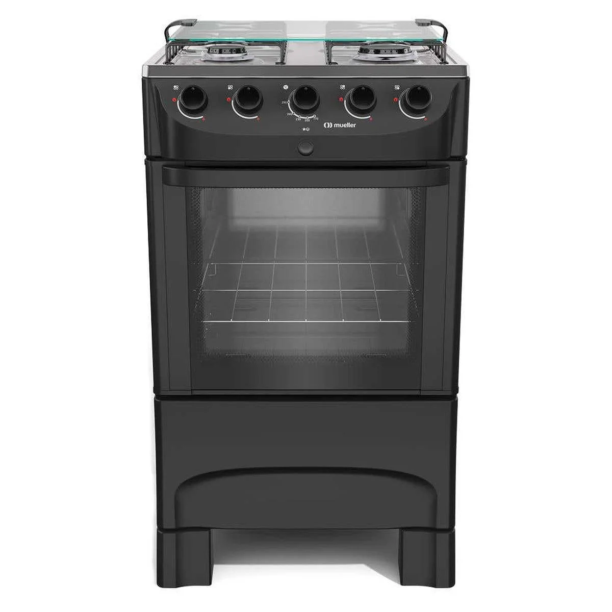 Fogão Mueller MFI4BB 4 Bocas Preto Fosco com Acendimento Automático Mesa Inox AP/MT
