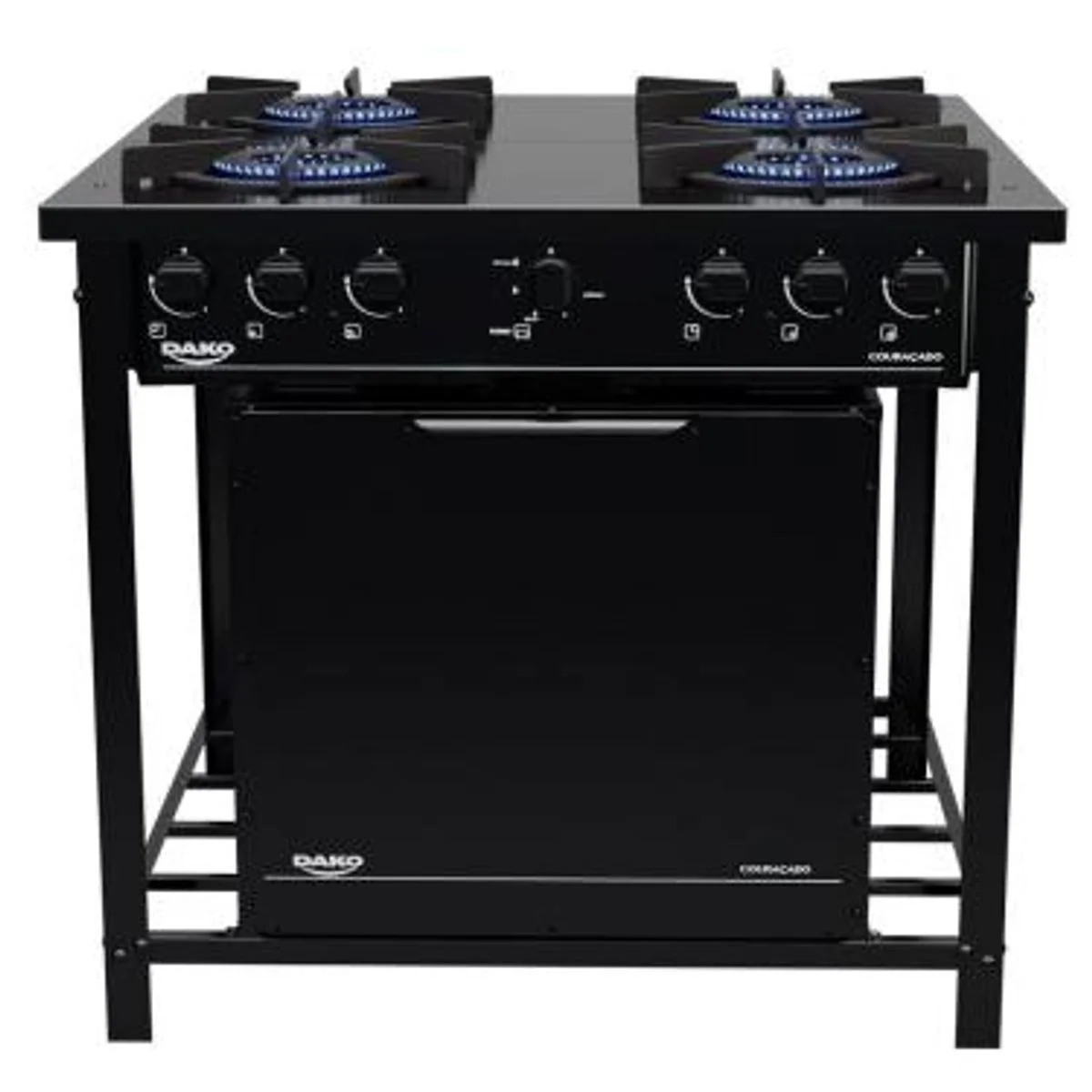 Fogão Industrial Dako Couraçado 4 Bocas Preto com Forno Tripla Chama AP/MT - AP / MT
