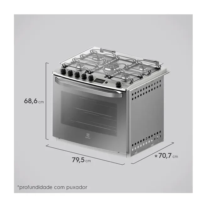 Fogão de Embutir Electrolux 76EXR 5 Bocas Prata com Grill e Timer Digital Bivolt AP/MT