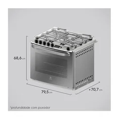 Fogão de Embutir Electrolux 76EXR 5 Bocas Prata com Grill e Timer Digital Bivolt AP/MT