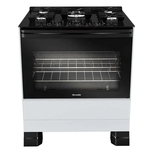 Fogão Mueller MFV5BF 5 Bocas Branco Mesa de Vidro Tripla Chama - AP / MT