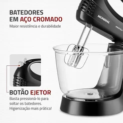 Batedeira Elétrica Mondial 400W Preta 127V AP/MT