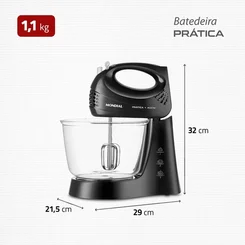 Batedeira Elétrica Mondial 400W Preta 127V AP/MT