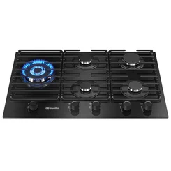 Cooktop a Gás Mueller 5 Bocas Mesa de Vidro Tripla Chama MCG5BM Bivolt AP/MT