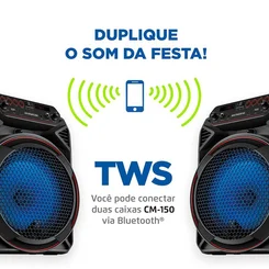 Caixa Amplificada Mondial Connect Party Plus CM-150 150W RMS Bivolt Bluetooth AP/MT