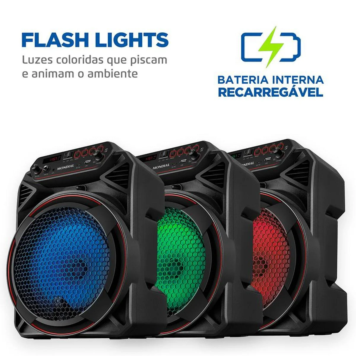Caixa Amplificada Mondial Connect Party Plus CM-150 150W RMS Bivolt Bluetooth AP/MT