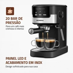 Cafeteira Expresso Mondial Dolce Crema C-20-EC Preta/Inox 127V AP/MT