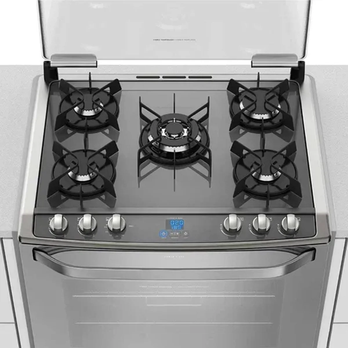 Fogão de Embutir Electrolux 5 Bocas 76EXV Mesa de Vidro Inox 127V - AP / MT
