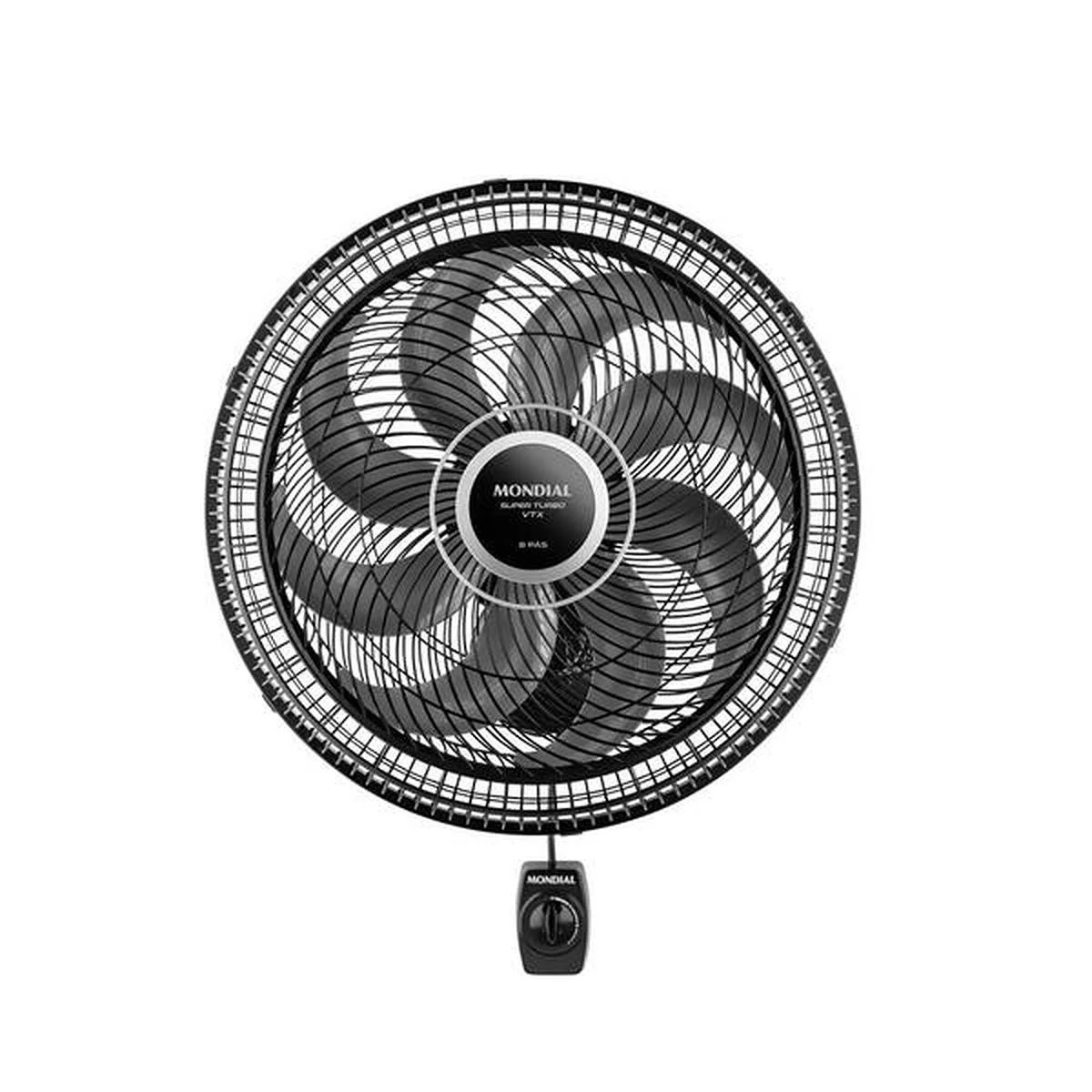 Ventilador de Parede Mondial Super Turbo 40cm 8 Pás 140W Preto/Prata 127V VTX-40P-8P AP/MT