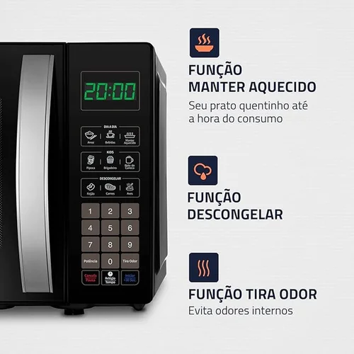 Forno Micro-ondas Mondial MO-01-21-B 21 Litros 1200W Preto 127V AP/MT
