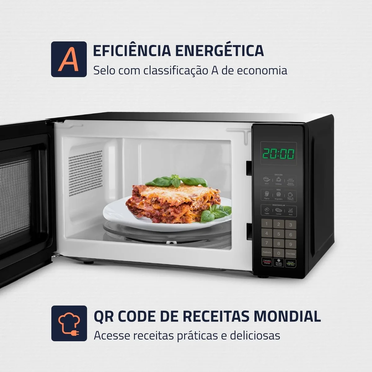 Forno Micro-ondas Mondial MO-01-21-B 21 Litros 1200W Preto 127V AP/MT