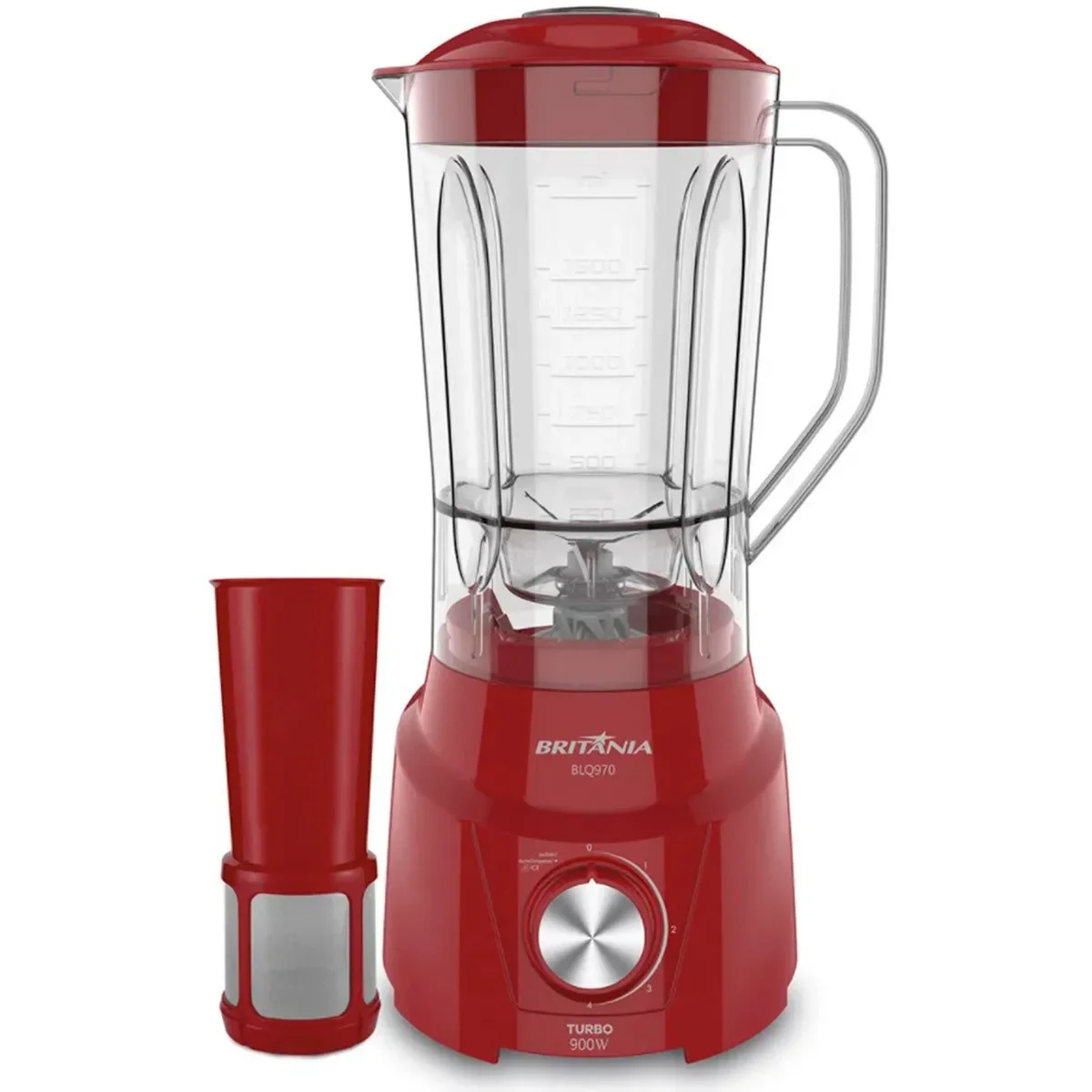 Liquidificador Britânia BLQ970V Turbo 900W 2,6L Vermelho 127V AP/MT